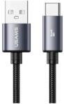 USAMS U91 adatkábel USB - Type-C 18W gyorstöltő 100cm Sötétszürke SJ767USB01 (SJ767USB01)