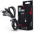  USB Lightning + Micro USB + USB Type C Átalakító Fekete 1m TF-0153 (TF-0153)