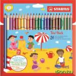 STABILO Trio Színes ceruza készlet vastag háromszögletű hegyezővel 24 különböző szín