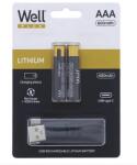Well Lithium mikro ceruza akku (AAA) 400mAh 2db (ACCU-10440/40C-BL2-WL)