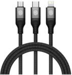Nillkin SWIFT PRO adatkábel 3in1 USB - Type-C/lightning/microUSB, cipőfűző, FEKETE (GP-155029)