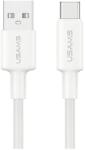 USAMS U90 adatkábel USB - Type-C 3A gyorstöltő 100cm FEHÉR SJ761USB01 (SJ761USB01)