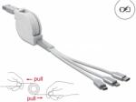 Delock USB Lightning + Micro USB + USB Type C Átalakító Fehér-Ezüst 1m 85850 (85850)