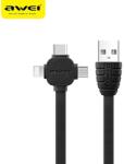 Awei USB Lightning + Micro USB + USB Type C Átalakító Fekete 1m MG-AWECL82-02 (MG-AWECL82-02)