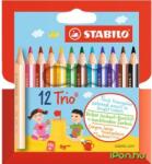 STABILO Színes ceruza készlet háromszögletű vastag rövid Trio 12 különböző szín