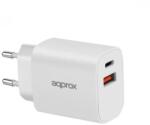 Approx Hálózati töltő 20W + USB Type C kábel fehér (APPUSBWALL20W)