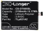 Cameron Sino Alcatel Idol 2S CAMERON SINO Li-Polymer akku 3.8V/2150mAh, Alcatel TLp021A2 kompatibilis, FEKETE (CS-OT605SL)