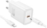 hoco. N62 Gentle Hálózati Gyorstöltő 30W Lightning kábellel fehér