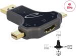 Delock DisplayPort + Mini DP HDMI Átalakító Fekete 6cm 64060 (64060)