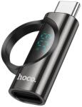 hoco. UA32A adapter (Lightning aljzat - Type-C, adatátvitel és töltés, LED kijelző) FEKETE (UA32A_B)