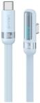 USAMS adatkábel Type-C - Type-C 100W 90° LED 120cm világoskék US-SJ653 SJ653USB03 (SJ653USB03)