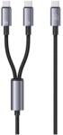 USAMS SUFENG adatkábel 2in1 Type-C - 2 Type-C, LED kijelző, FEKETE (SJ740USB101)