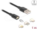 Delock USB Lightning + Micro USB + USB Type C Átalakító Fekete 1m 88165 (88165)