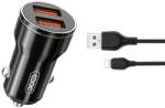 XO CC48 Autós töltő 2xUSB 2.4A + USB-C kábel 30W fekete (XO-CC48)