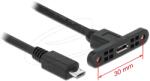 Delock Micro USB Toldó Fekete 25cm 85245 (85245)