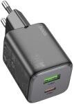 hoco. N41 hálózati töltő USB+Type-C aljzat 20W, PD gyorstöltő 3.0, FEKETE (N41_B)