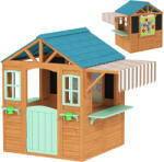 AIYAPLAY Căsuță de joacă pentru exterior cu tejghea de vânzare, ghiveci pentru plante, tablă de cretă, țintă, 4 bile 142 x 120 x 141, 5 cm Multicolor | Aosom Romania (345-036V01MX) Casuta pentru copii