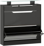HomCom Dulap pentru pantofi, 2 uși rabatabile, 1 sertar glisant, 1 blat, 89x23x96cm, Negru | Aosom Romania (837-164V00BK) Pantofar