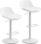 HOMCOM Set de 2 Scaune de Bar Rotative cu Spătar și Înălțime Reglabilă Alb | Aosom Romania (83A-346V00WT)