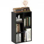 HOMCOM Bibliotecă raft de depozitare 2 niveluri cu 5 compartimente, pentru sufragerie dormitor birou, 50x24x80cm, negru | Aosom Romania (836-597V00BK) Biblioteca