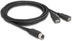Delock M12 kábel A-kódú, 8 tűs anya- 2 x USB 2.0 A-típusú anya 2 m fekete