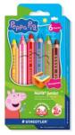 STAEDTLER Noris junior 140 Színes ceruza készlet jumbo hegyezővel Peppa malac 6 szín TS140C6L1 (TS140C6L1)