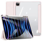 Apple iPad Pro 13 (2024 / 2025), mappa tok, Smart Case, légpárnás sarok, közepesen ütésálló, érintőceruza tartó, átlátszó hátlap, Dux Ducis Toby, rózsaszín - coolmobile