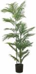  Mesterséges Areca növény, 150 cm, hosszú zöld levelekkel és valósághű részletekkel, beltéri használatra, fekete cserépkel együtt
