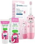 Nordics Set - Periuță de dinți electrică sonică pentru copii Girafă, roz + pastă de dinți pentru copii, 50 ml