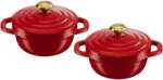 Tefal Set 2 oale mini cu capac Tefal Air, inductie, aluminiu turnat, invelis ceramic, compatibile cu cuptorul pana la 250°C, 11 cm, 0.45 L, rosu (3168430342705)