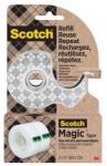 3M Bandă adezivă cu dozator metalic, 2 benzi, 19 mm x 13, 9 m, 3M SCOTCH "Magic", transparentă, 3 buc