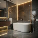 Rea Cada freestanding cu ventil auriu periat OLIMPIA 150 cm alb (KPL-W7634)