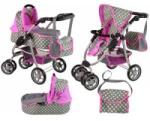 LEAN Toys Baby Doll Stroller 2-in-1 Carrycot Bag Pink Stars