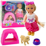 LEAN Toys Mini babakészlet kutyussal, sátorral és kiegészítőkkel (24524)