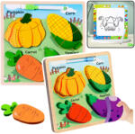 LEAN Toys Fa puzzle és rajztábla - zöldséges (21570)