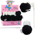 LEAN Toys Fekete pomponos zselés toll - kék (21751)