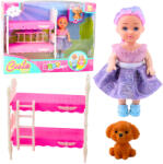 LEAN Toys Mini baba emeletes ágyas szettel és kutyával (24517)