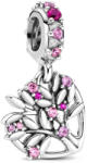 Pandora Moments Rózsaszín szív családfa ezüst függő charm (799153C01)