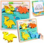 LEAN Toys Fa dinoszaurzos puzzle és rajztábla (21572)