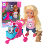 LEAN Toys Mini babakocsi és kutyusok szett (24837)