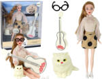 LEAN Toys Lalka Dla Dzieci Emily z Gitarą Okulary Długie Blond Włosy Kotek (13907)