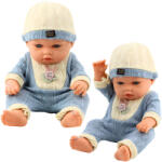 LEAN Toys Lalka Bobas W Dzianinowym Niebieskim Ubranku Czapeczka (24453)