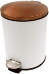MAT Group Coș de gunoi cu pedală 5 l, rotund, cu insert din plastic - alb cu capac cu aspect de cupru Cos de gunoi