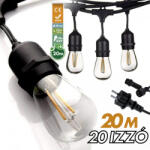 Savineo Kültéri fényfüzér kerti égősor girland 20m + 20db 1W LED izzó IP44 E27 Sorolható (SV2020)