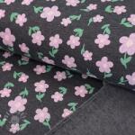 Szabadidő anyag fésült Flowers indigo melange
