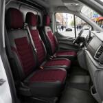 PANDA-CSC Huse auto dedicate Florida bordo-negru | Textil Piqué + Piele ecologică | Față 2+1, pentru RENAULT TRAFIC 3 (2015-2025)