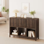 [en. casa] Comoda living Lukkodso 110x30x76, 5 cm, aspect nuc, 3 usi (88640792) Comoda