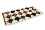 Wooline Covor din blană de oaie, decor diagonal maro-negru 80 x 175 cm Covor