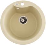 FLOW FCB-485WI/1, Chiuveta de bucatarie din granit cu cuva rotunda, seria WAVE, Ivory, 485x210 mm, FLOW (18261) Chiuveta