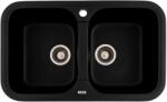 FLOW FCB-7647TBA/2, Chiuveta de bucatarie din granit cu doua cuve, seria TWINS, Black/Anthracite, 765x470x190 mm, FLOW (18270) Chiuveta